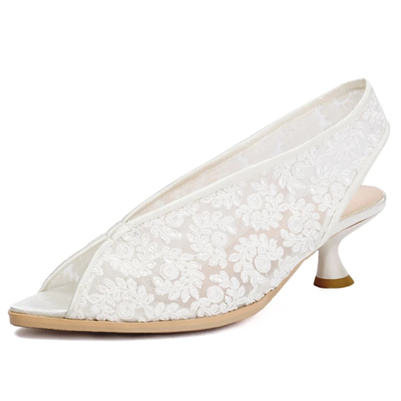 Rosalia Lace Peep-Toe Slingbacks