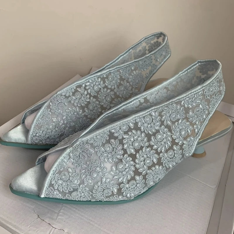 Rosalia Lace Peep-Toe Slingbacks