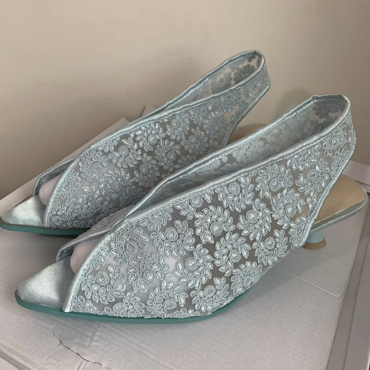 Rosalia Lace Peep-Toe Slingbacks