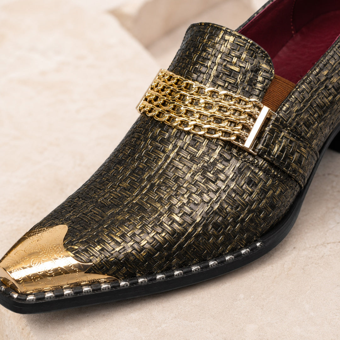 Aragosta Chain-Bar Pointed Loafers — ce_metastatic_01