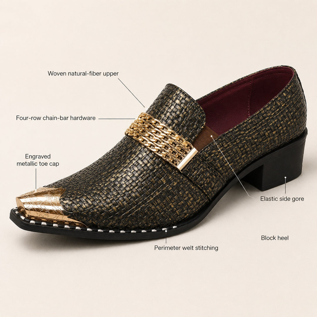 Aragosta Chain-Bar Pointed Loafers — ce_metastatic_01