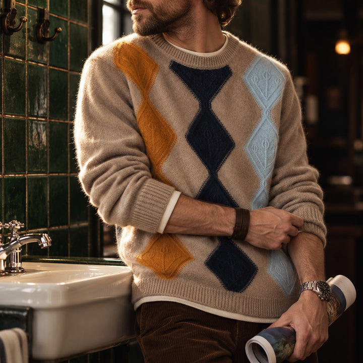 Ascot Argyle Knit Sweater — ce_p4k7_01