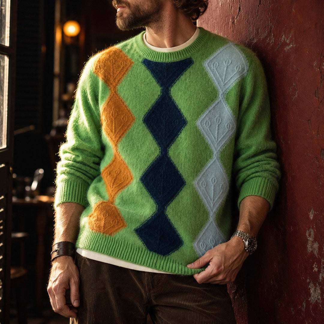 Ascot Argyle Knit Sweater — ce_p4k7_01