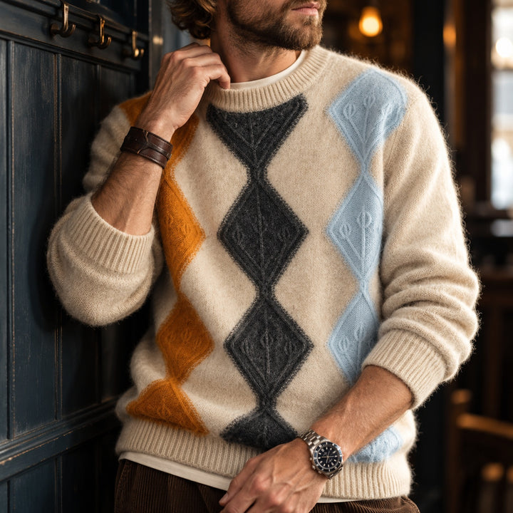 Ascot Argyle Knit Sweater — ce_p4k7_01