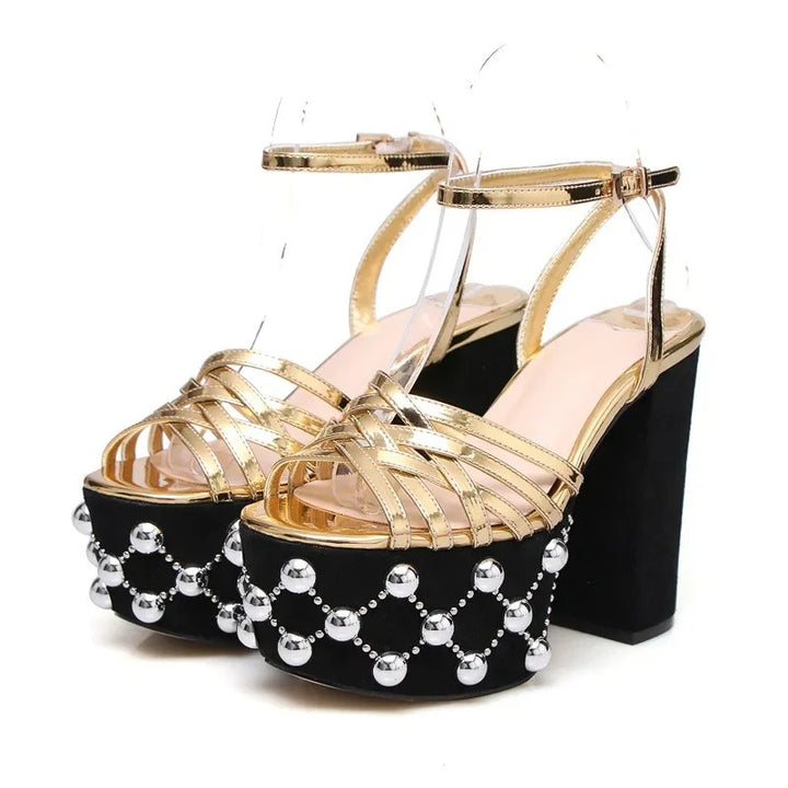 Perlato Studded Platform Heels