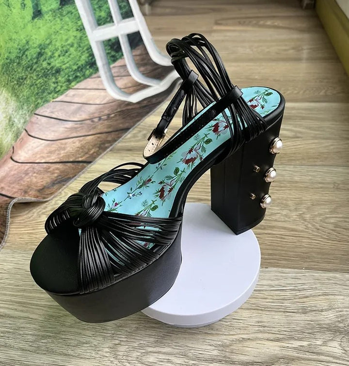 Perlato Studded Platform Heels