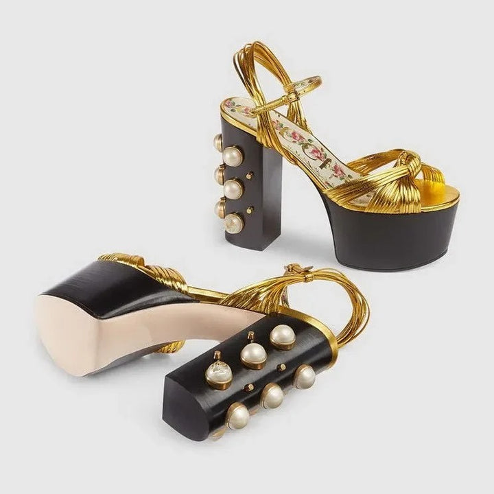 Perlato Studded Platform Heels