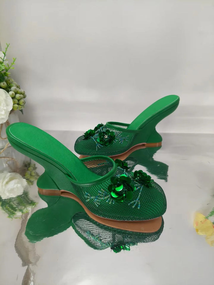 Giardino Mesh Wedge Mules