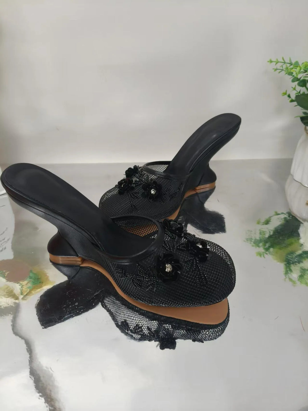 Giardino Mesh Wedge Mules