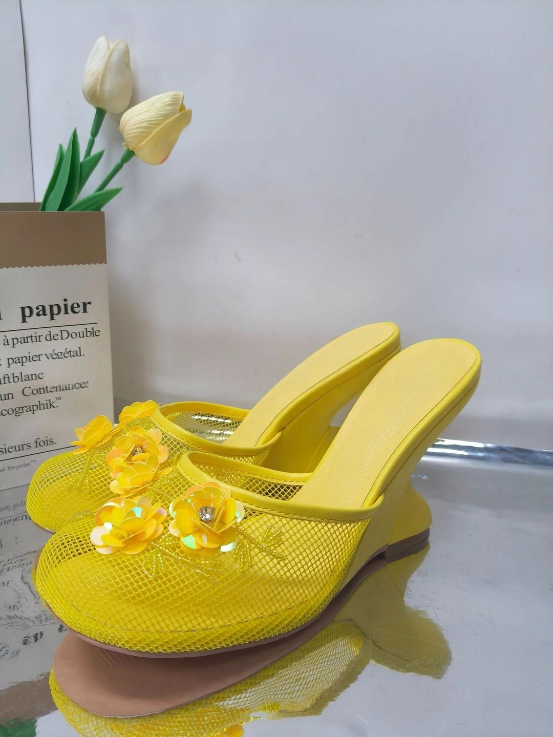 Giardino Mesh Wedge Mules