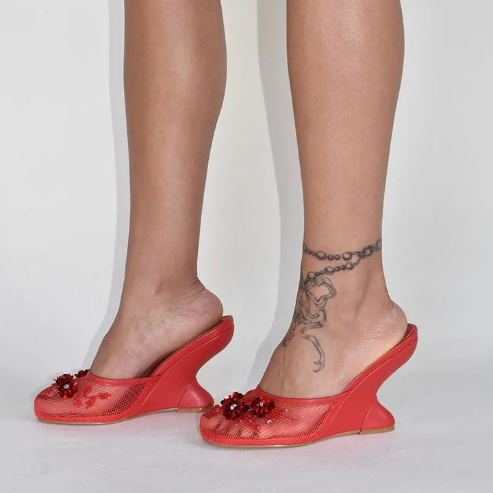 Giardino Mesh Wedge Mules