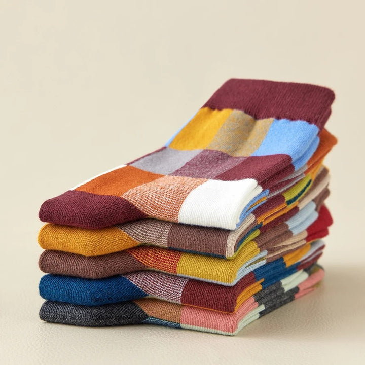 Colorblock Combed Cotton Socks