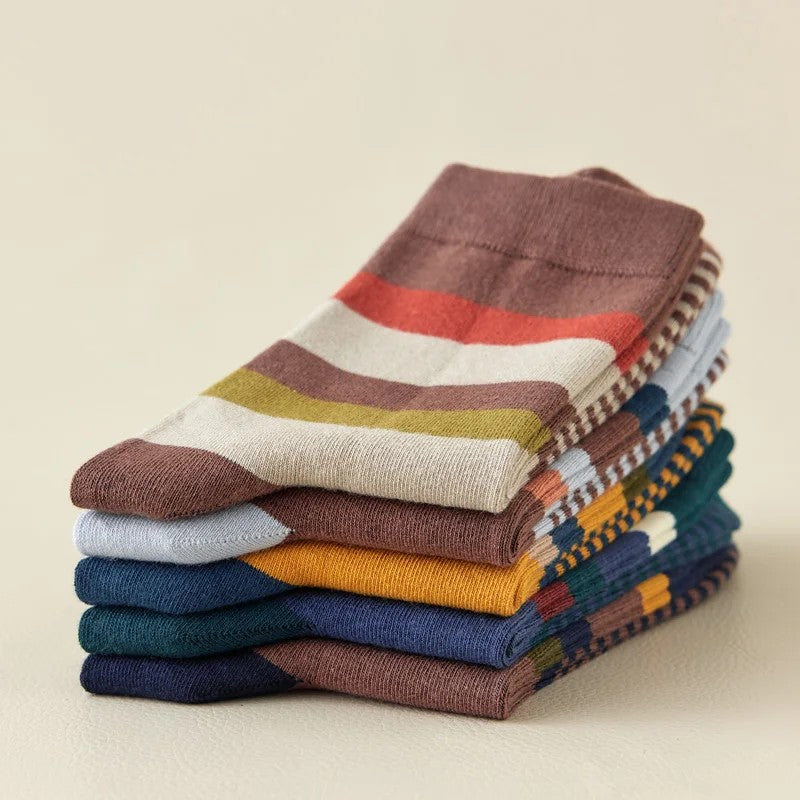Colorblock Combed Cotton Socks