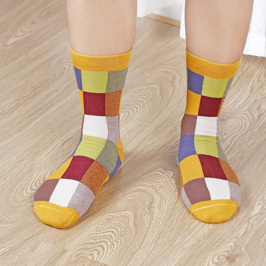 Colorblock Combed Cotton Socks