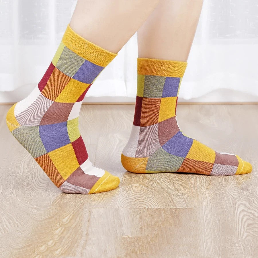 Colorblock Combed Cotton Socks