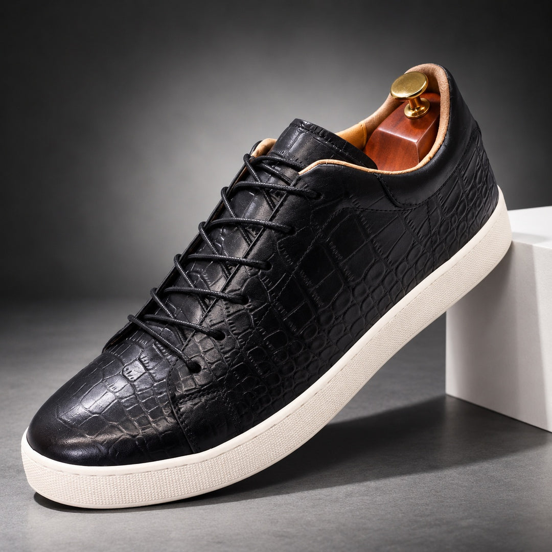 Caiman Croc-Embossed Sneakers — ce_angle_01