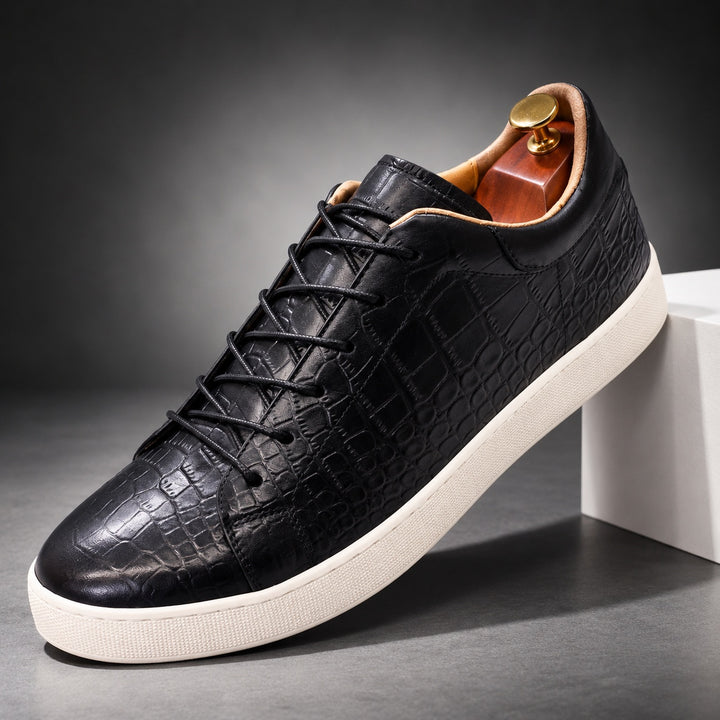 Caiman Croc-Embossed Sneakers — ce_angle_01