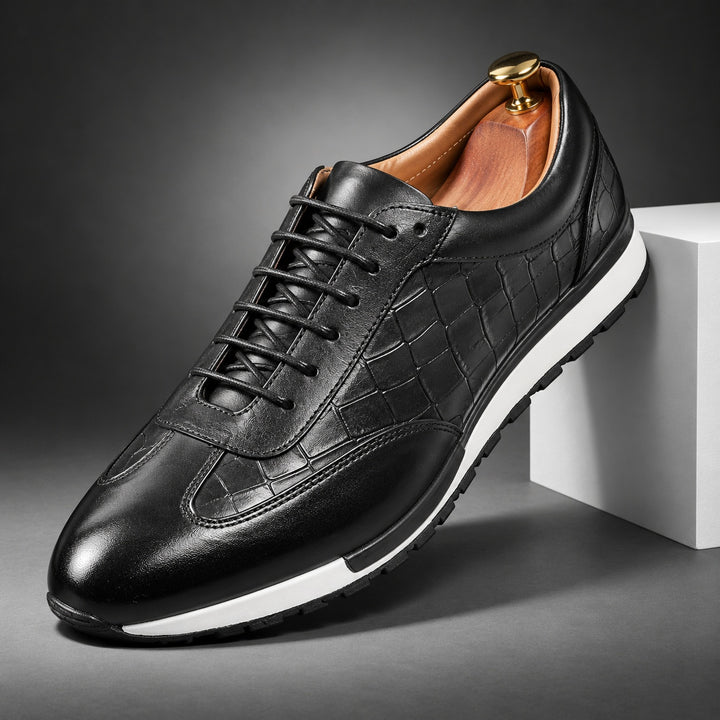 Caiman Croc Leather Sneakers — ce_angle_01