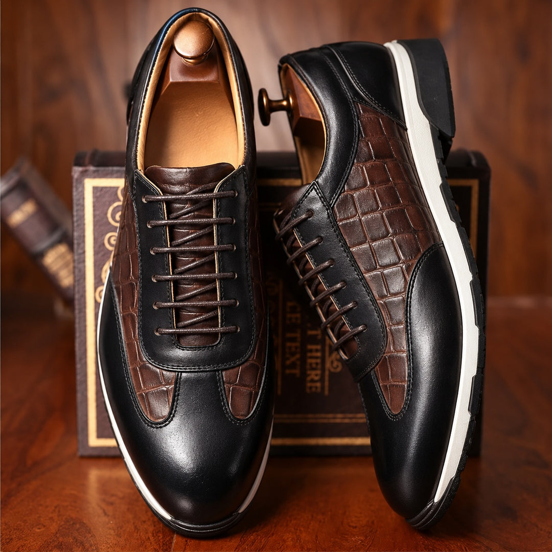 Caiman Croc Leather Sneakers — ce_angle_01
