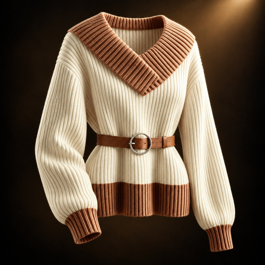 Cinch Belted V-Neck Sweater — ce_soul_s3_01