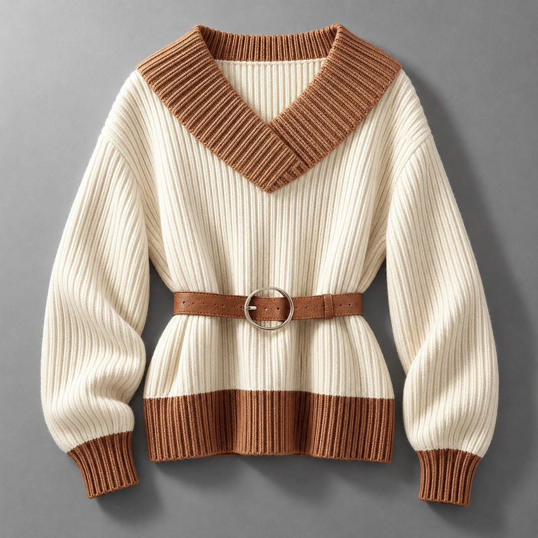 Cinch Belted V-Neck Sweater — ce_soul_s1_01