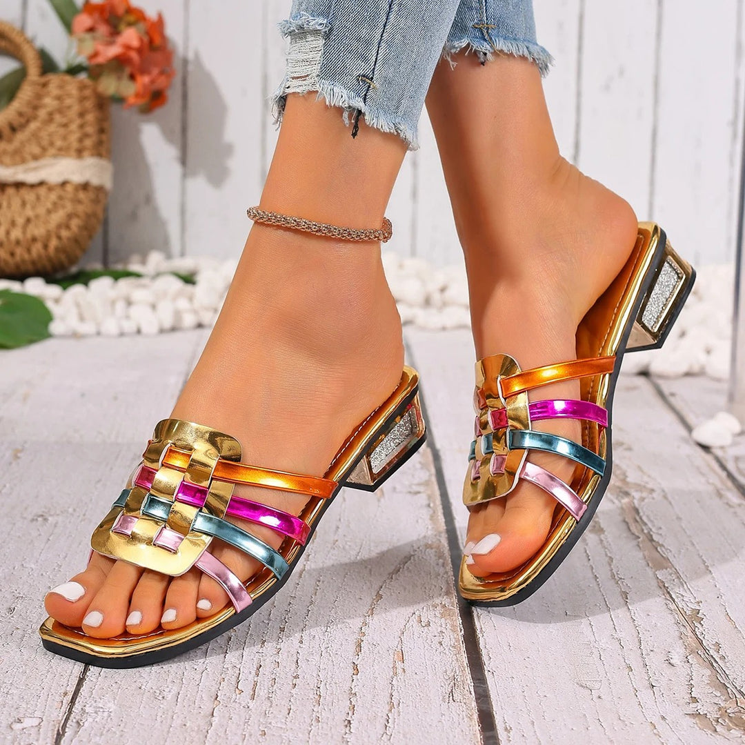 Orvella Woven Square-Toe Sandals