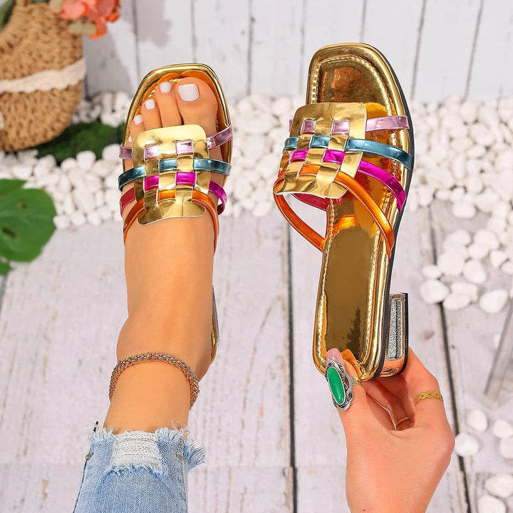 Orvella Woven Square-Toe Sandals