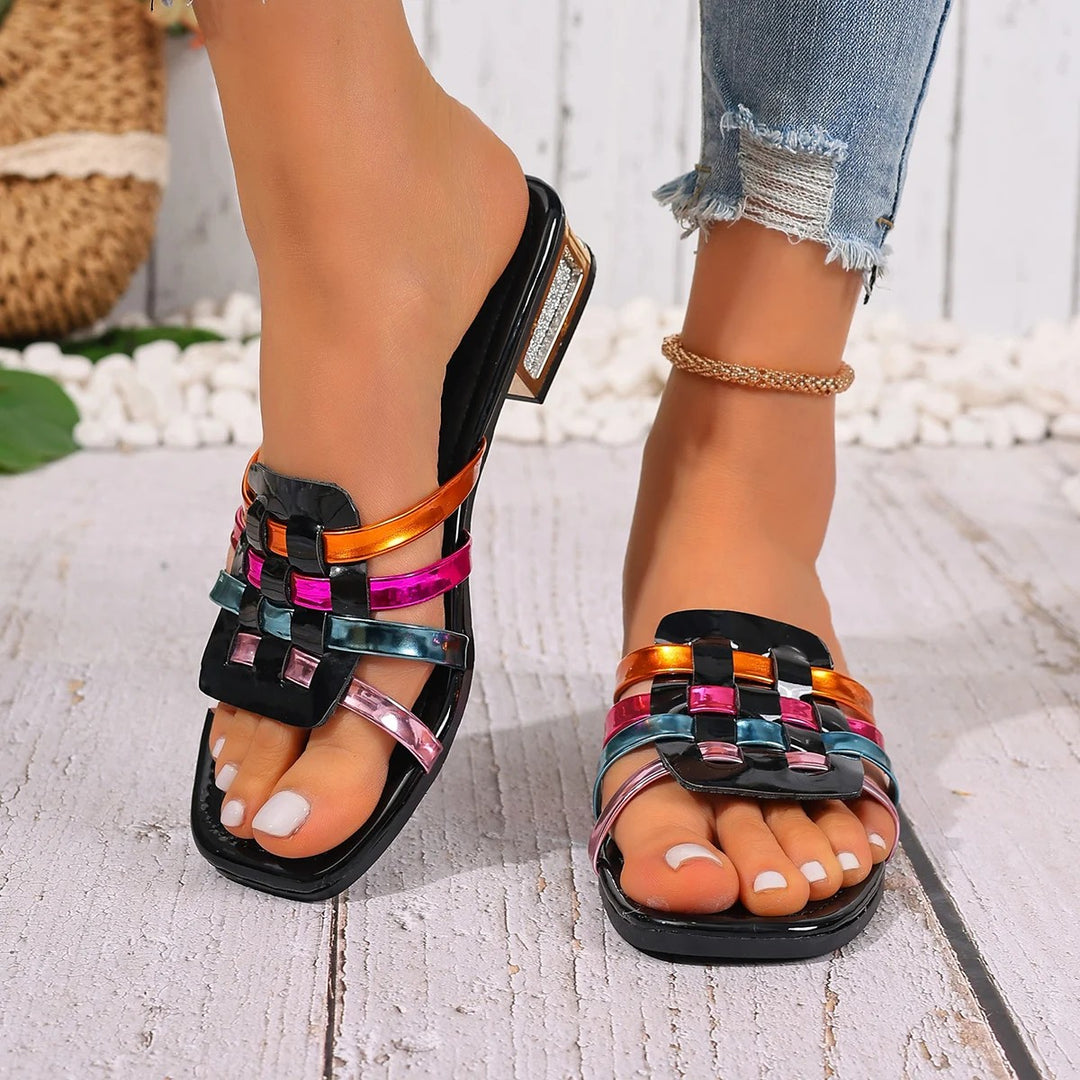 Orvella Woven Square-Toe Sandals