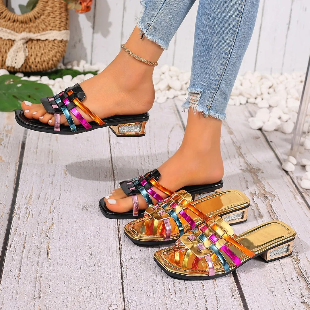 Orvella Woven Square-Toe Sandals