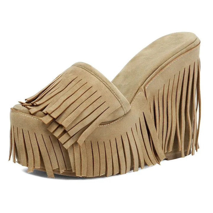 Frangia Fringe Wedge Mules