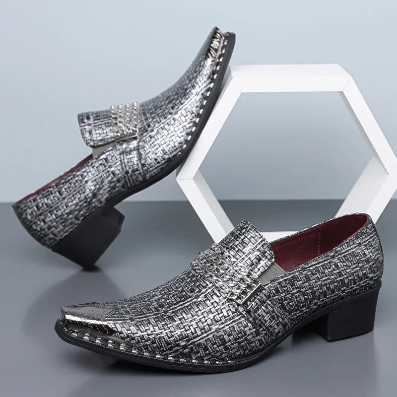 Palazzo Woven Metallic Loafers