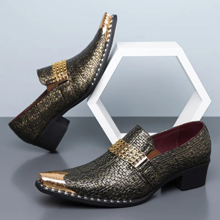 Palazzo Woven Metallic Loafers
