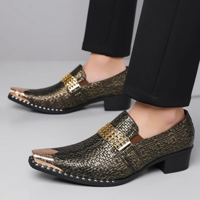 Palazzo Woven Metallic Loafers