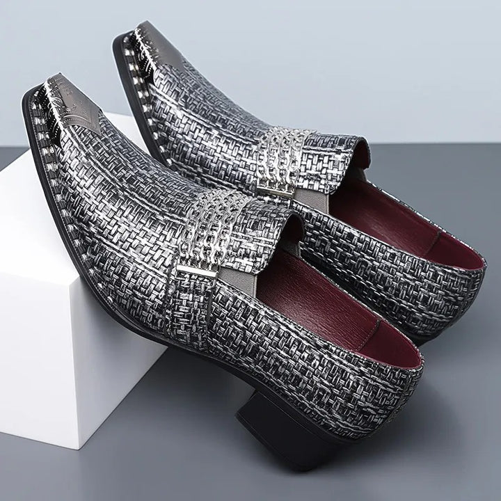 Palazzo Woven Metallic Loafers