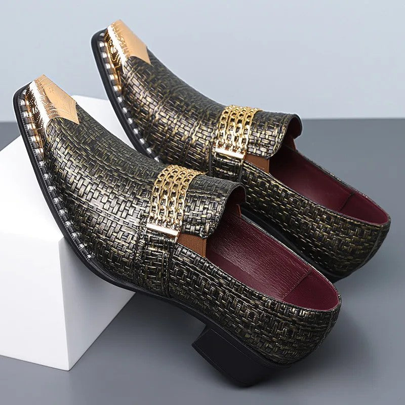 Palazzo Woven Metallic Loafers