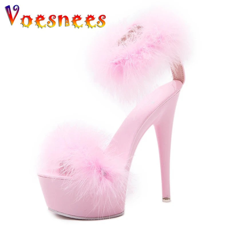 Showgirl Marabou Platform Heels