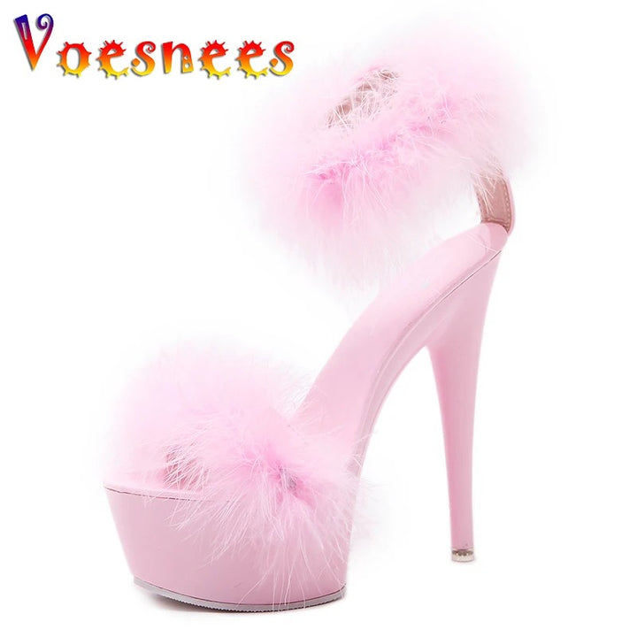 Showgirl Marabou Platform Heels