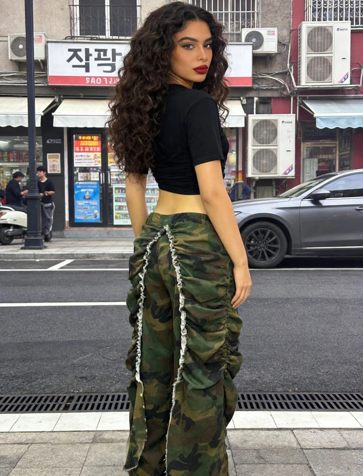 Curtain Drape Wide-Leg Jeans