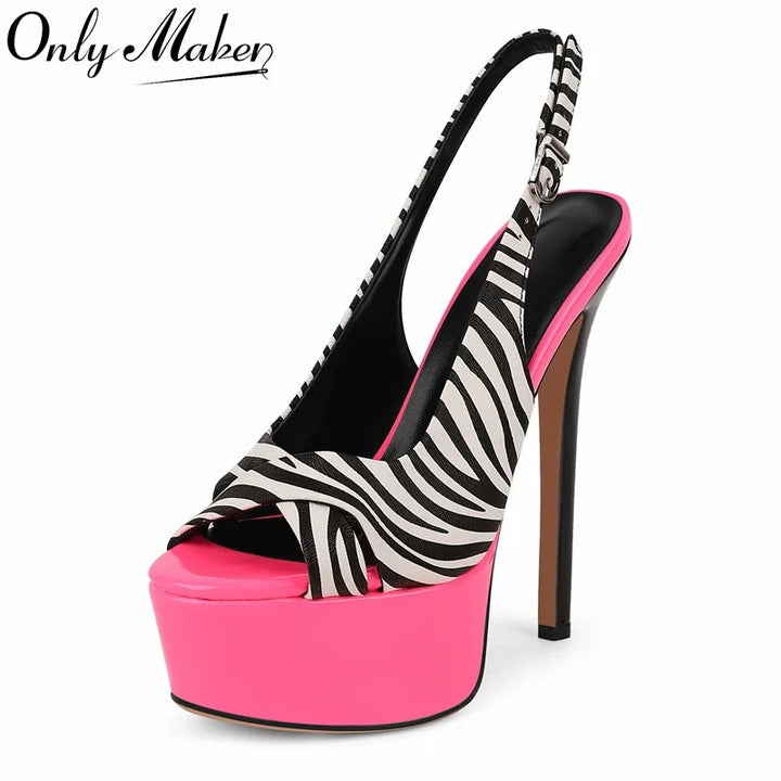 Zebrata Slingback Platform Stilettos