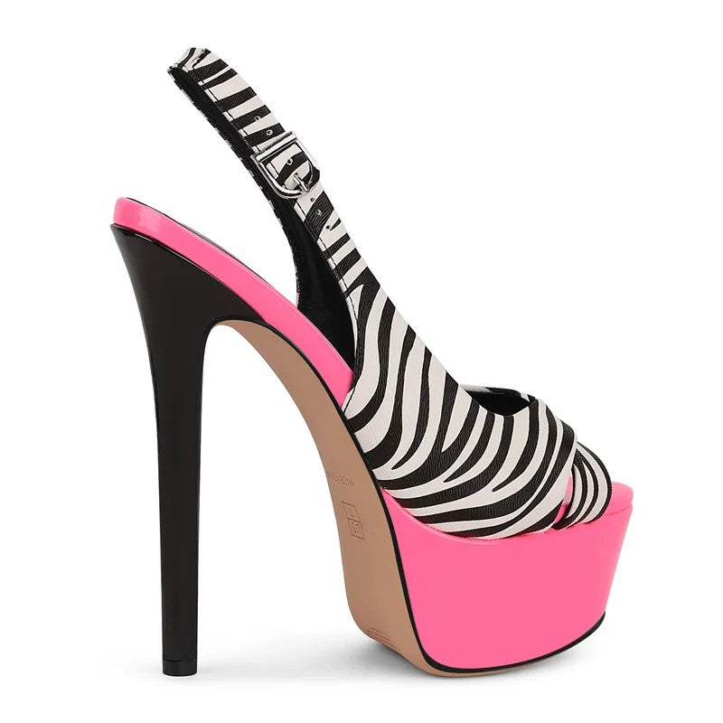 Zebrata Slingback Platform Stilettos