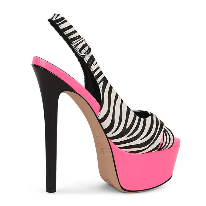Zebrata Slingback Platform Stilettos