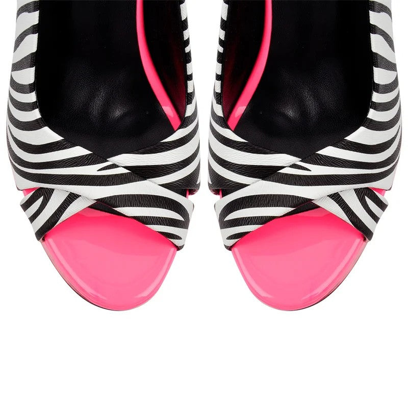 Zebrata Slingback Platform Stilettos