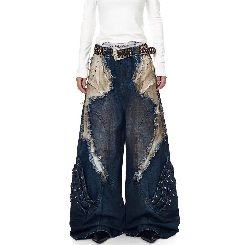Moth Wing Wide-Leg Jeans