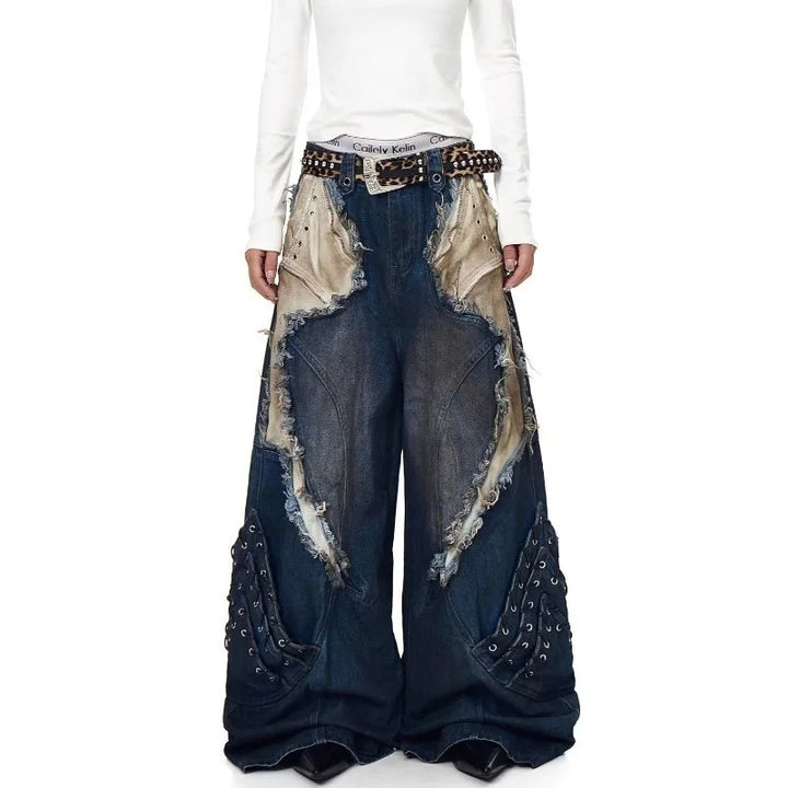 Moth Wing Wide-Leg Jeans