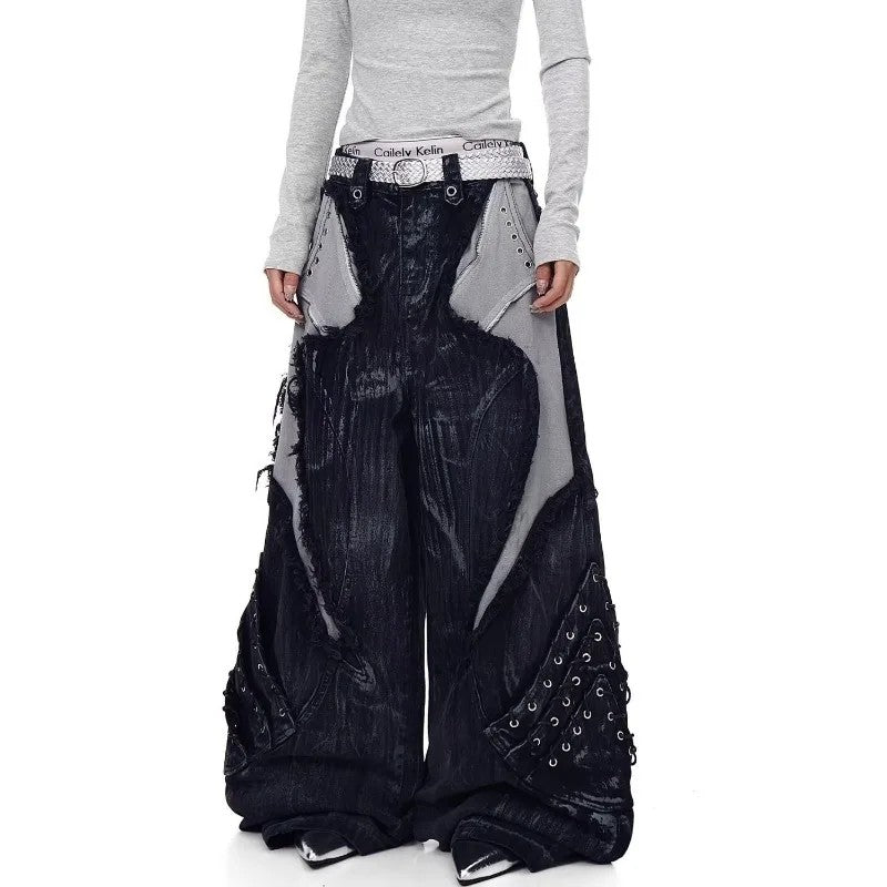 Moth Wing Wide-Leg Jeans