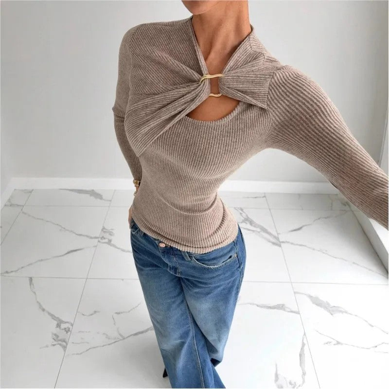 Aria Twist-Front Knit Top