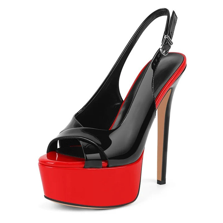Zebrina Neon Slingback Platform Stilettos