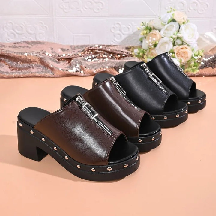 Borchetta Studded Platform Mules