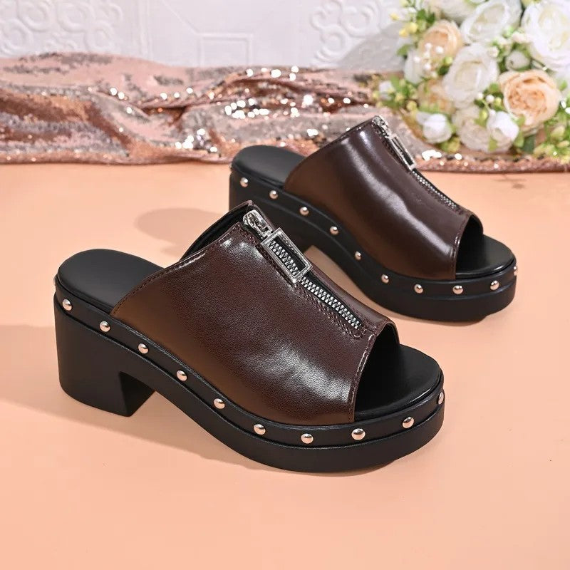 Borchetta Studded Platform Mules