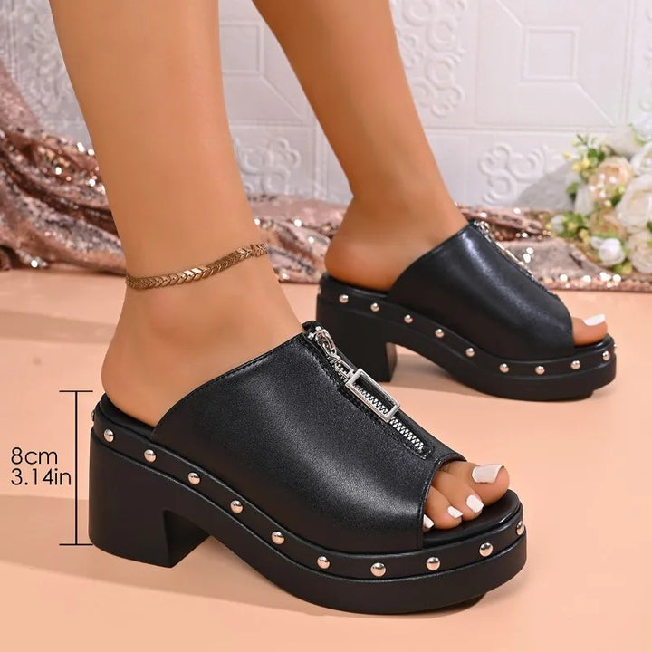 Borchetta Studded Platform Mules